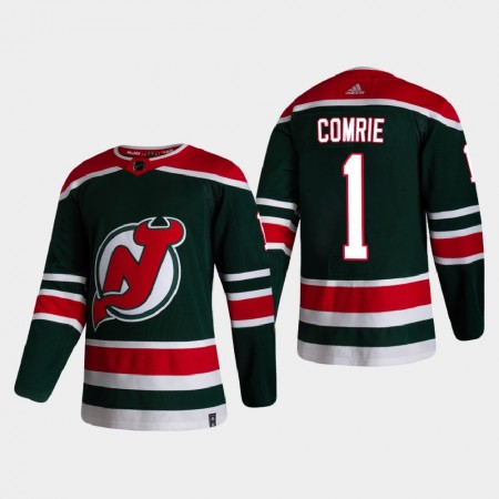 New Jersey Devils Eric Comrie 1 2020-21 Reverse Retro Authentic Shirt - Mannen